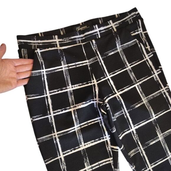 Y2K Joyous LA Black White Plaid Pull On High Waist Ankle Grunge Pants Large - Picture 7 of 12